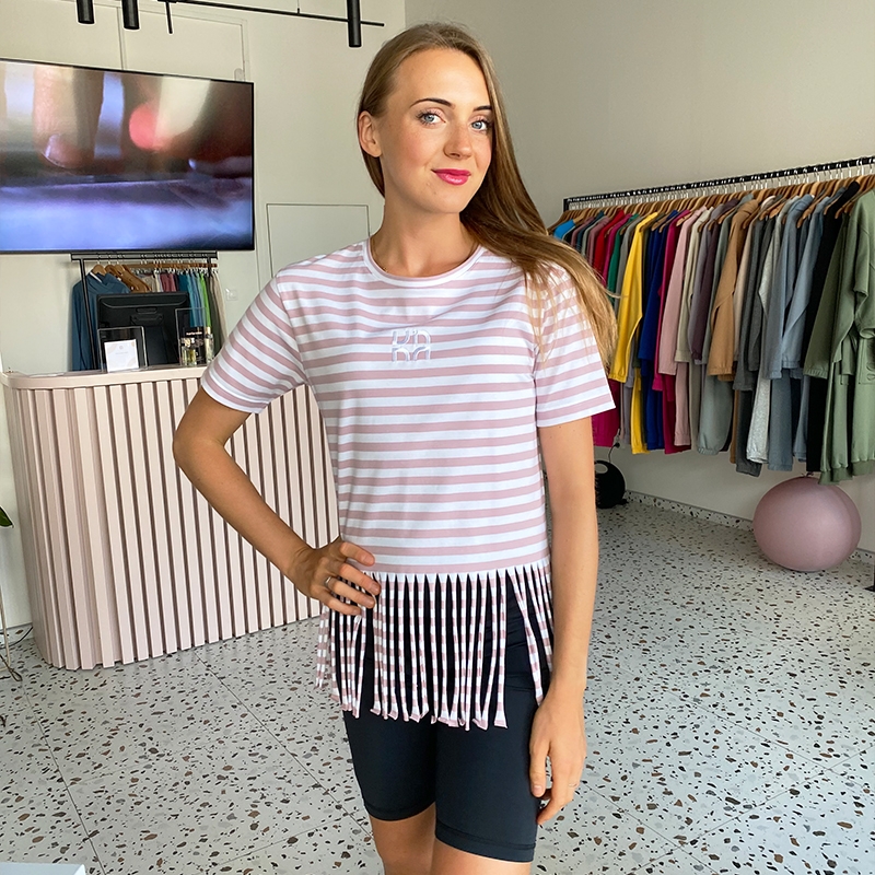 Tricou STRIPES cu franjuri