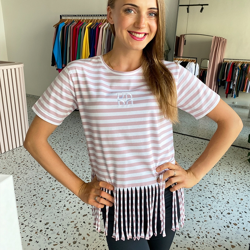 Tricou STRIPES cu franjuri